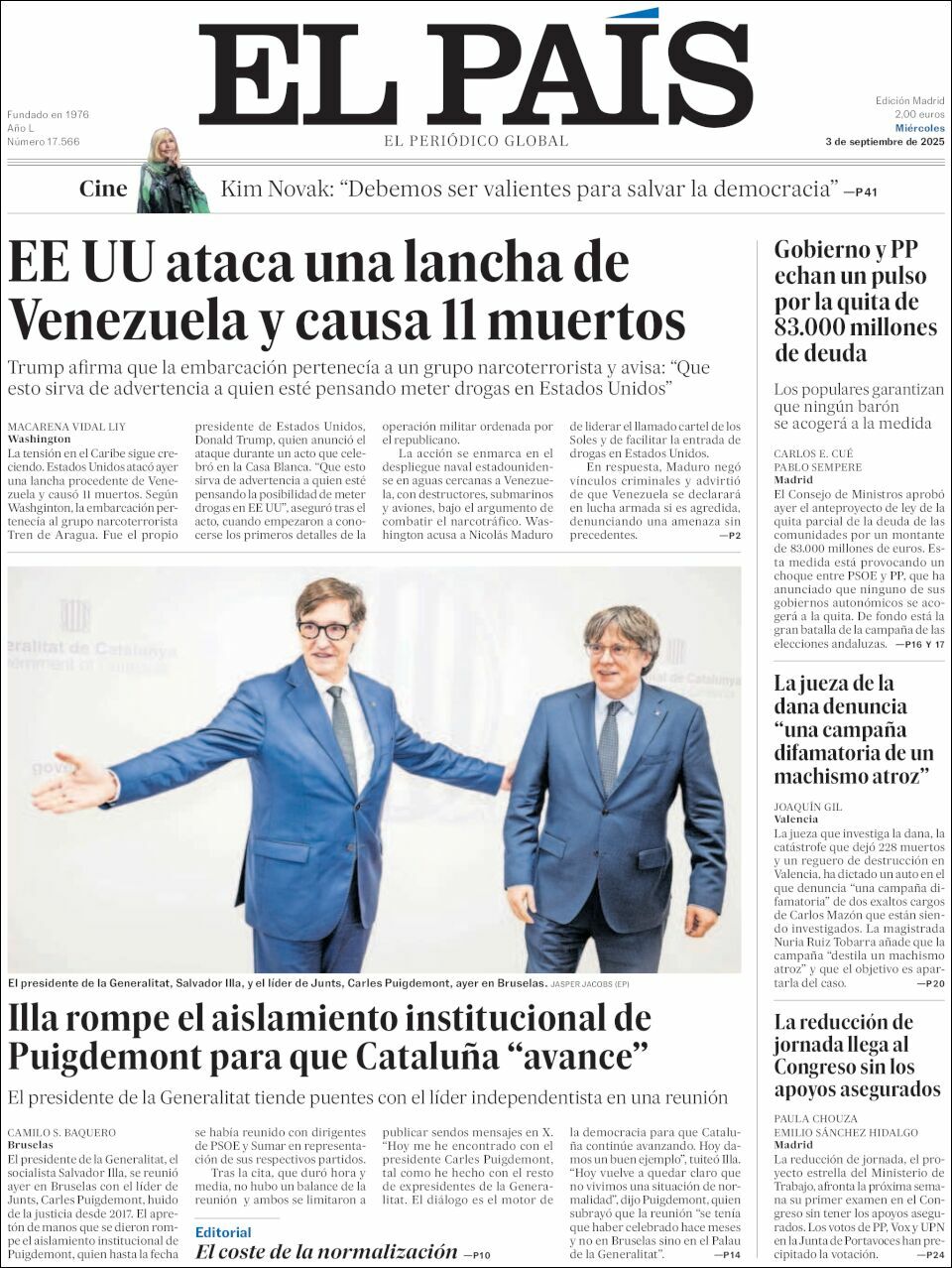 El País, edición del miércoles 03 de septiembre de 2025