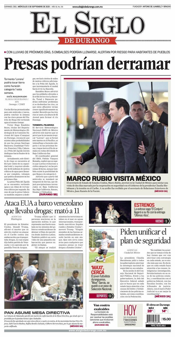 El Siglo de Durango, edición del miércoles 03 de septiembre de 2025
