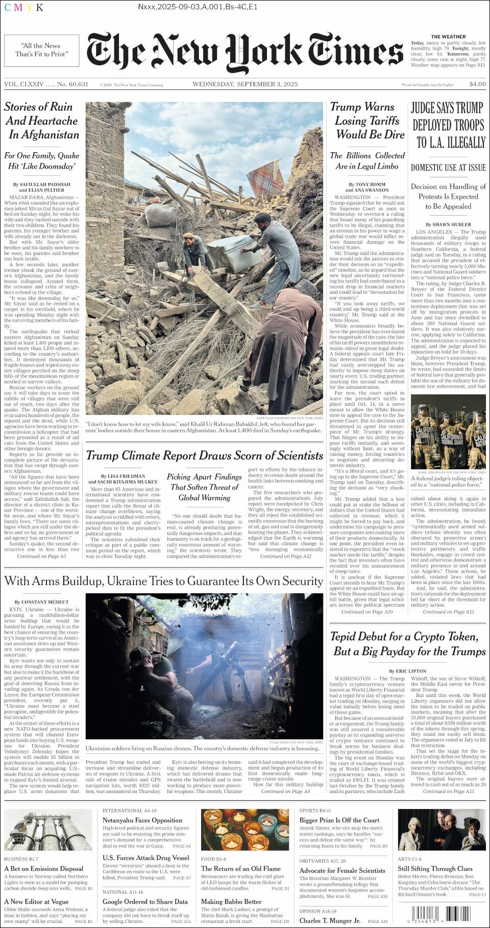 The New York Times, edición del miércoles 03 de septiembre de 2025