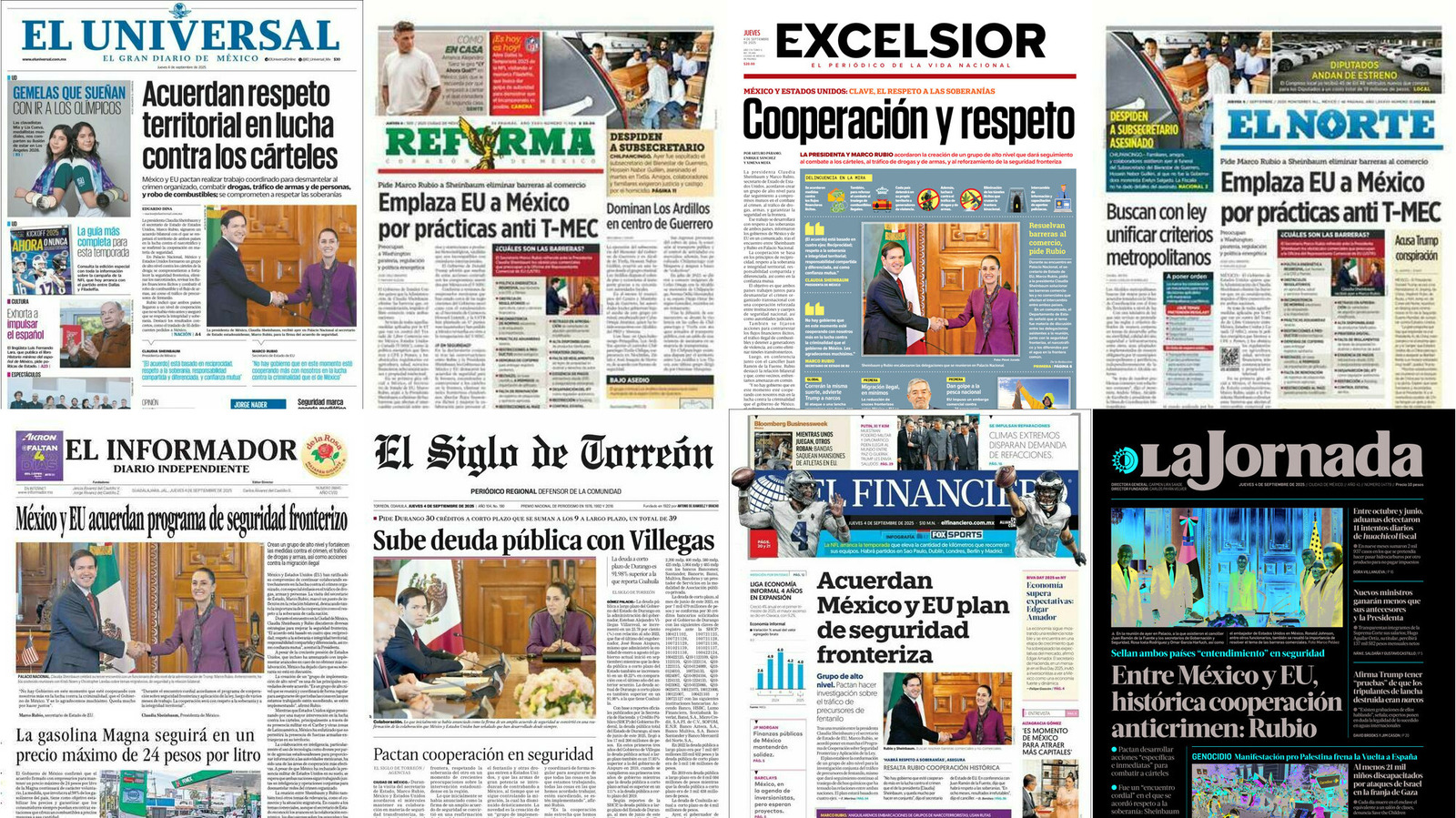 Portadas de periódicos impresos más importantes de México hoy