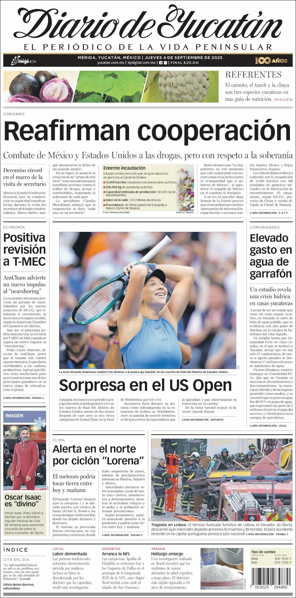El Diario de Yucatán, edición del jueves 04 de septiembre de 2025