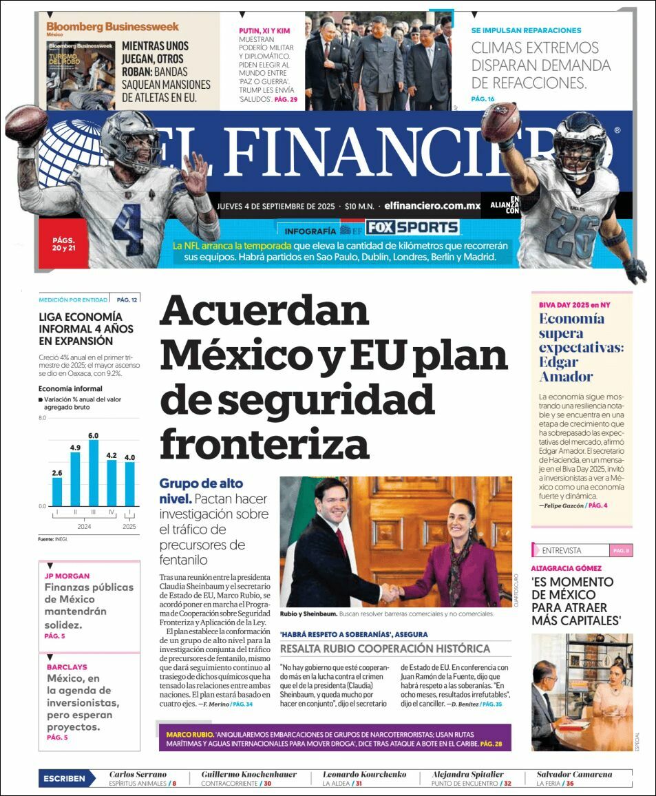 El Financiero, edición del jueves 04 de septiembre de 2025