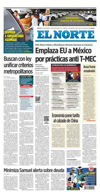 El Norte, edición del jueves 04 de septiembre de 2025