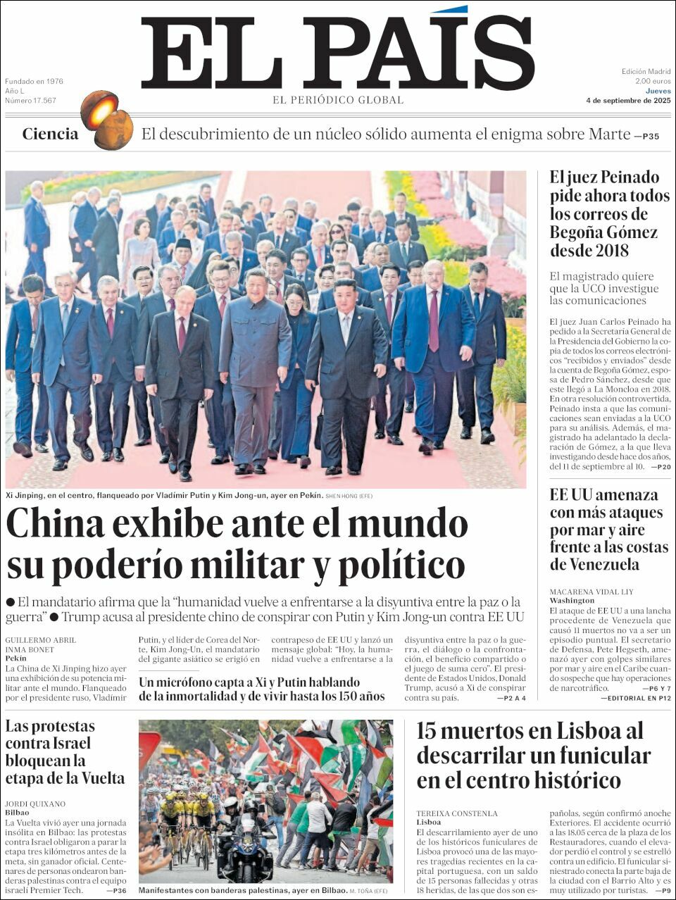 El País, edición del jueves 04 de septiembre de 2025