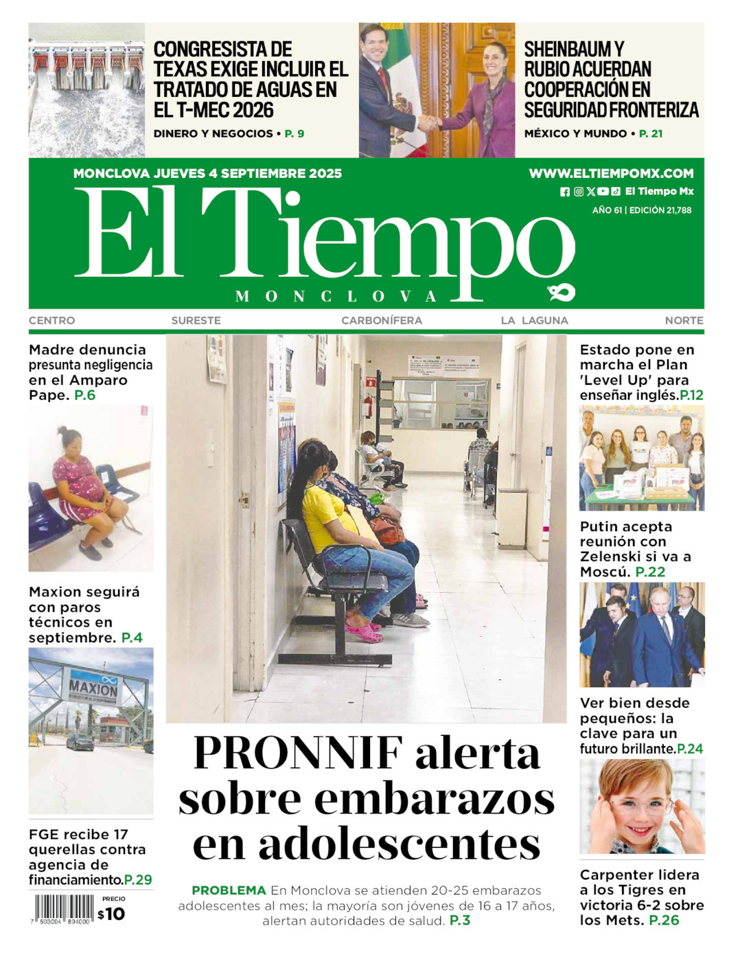 El Tiempo Monclova, edición del jueves 04 de septiembre de 2025