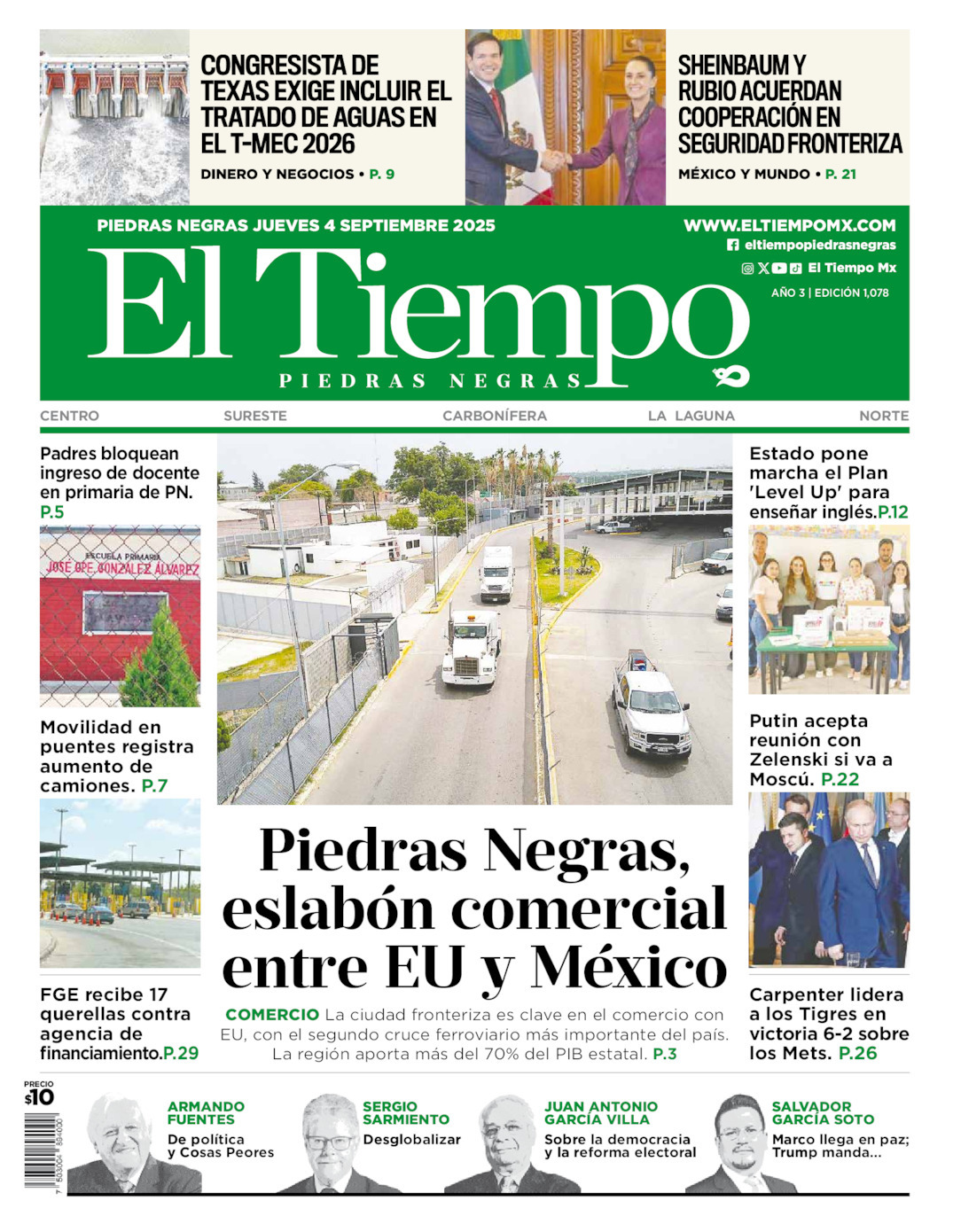 El Tiempo Piedras Negras, edición del jueves 04 de septiembre de 2025
