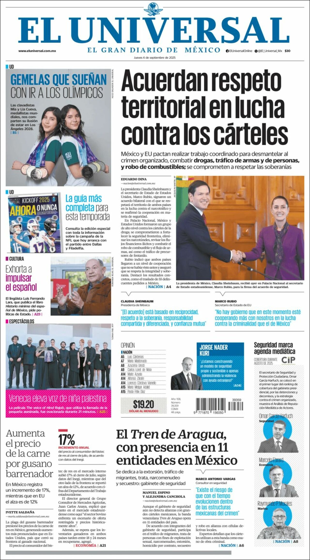 El Universal, edición del jueves 04 de septiembre de 2025