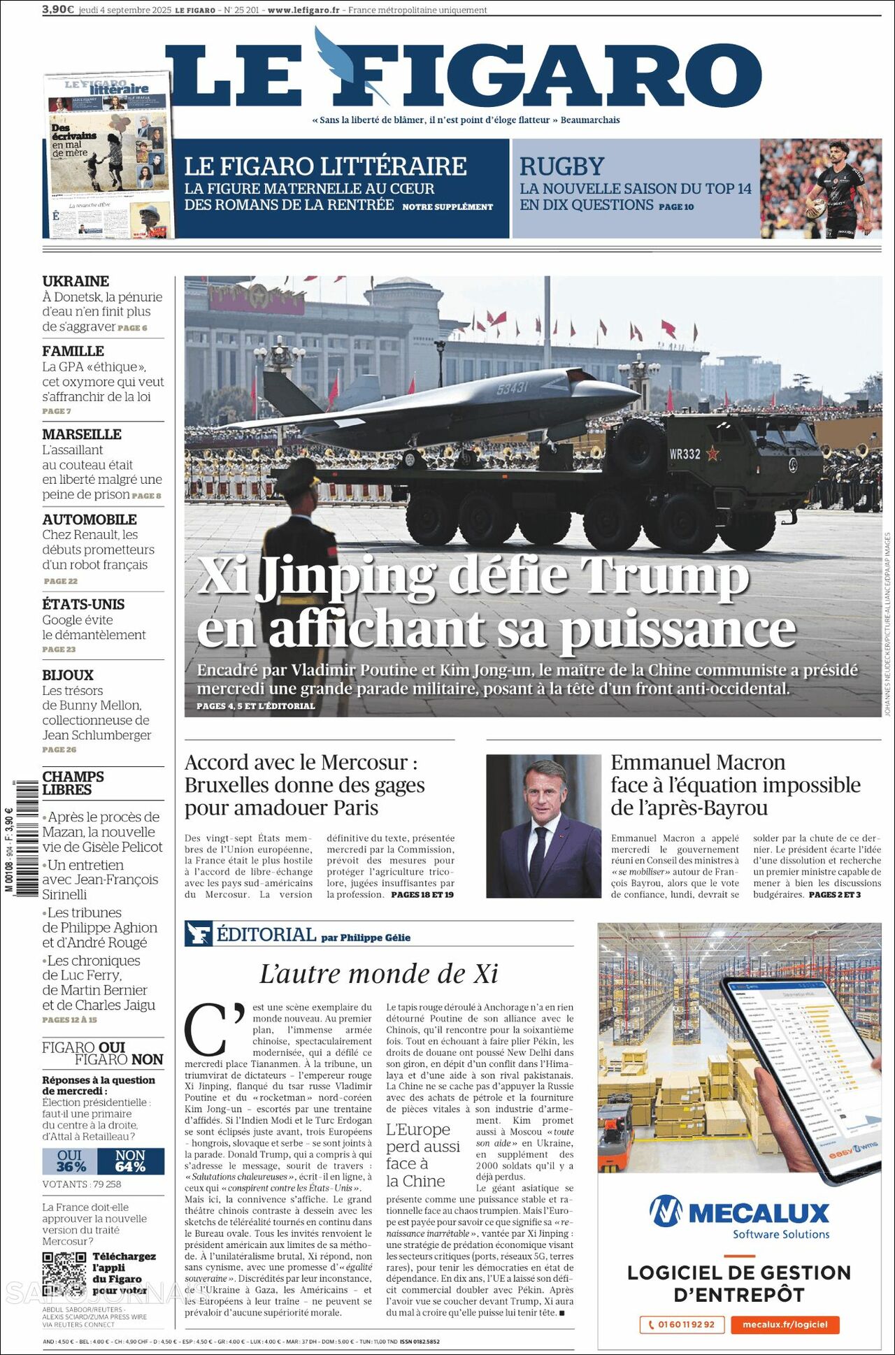 Le Figaro, edición del jueves 04 de septiembre de 2025