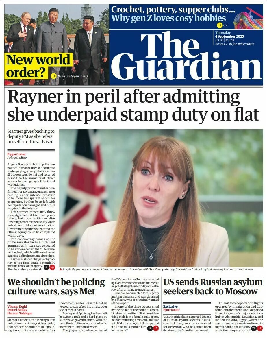 The Guardian, edición del jueves 04 de septiembre de 2025