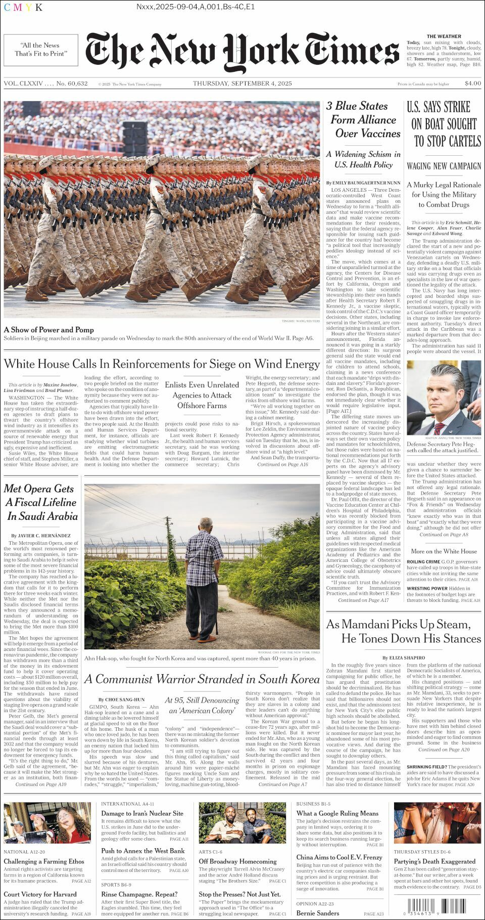 The New York Times, edición del jueves 04 de septiembre de 2025