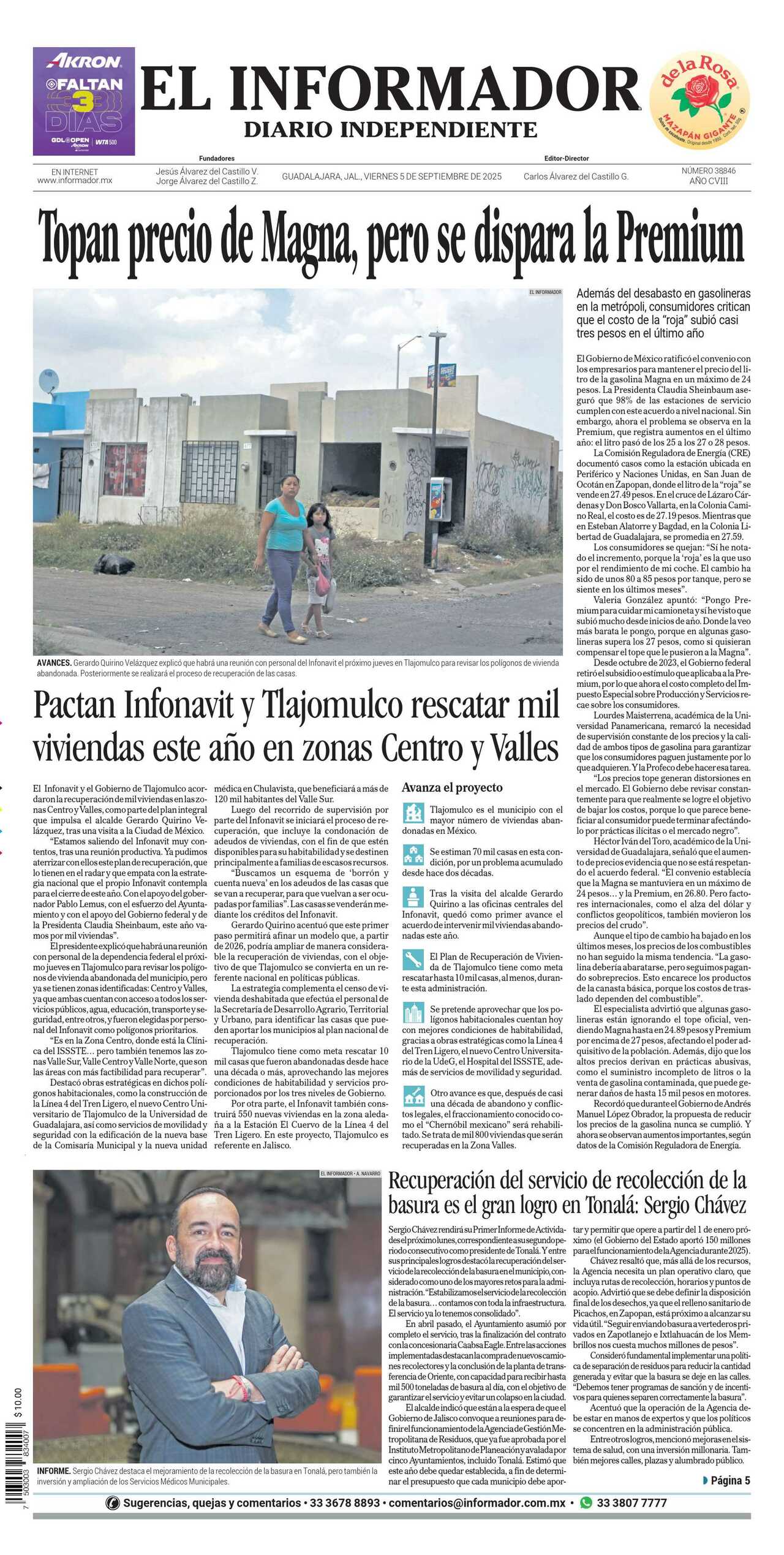 El Informador, edición del viernes 05 de septiembre de 2025