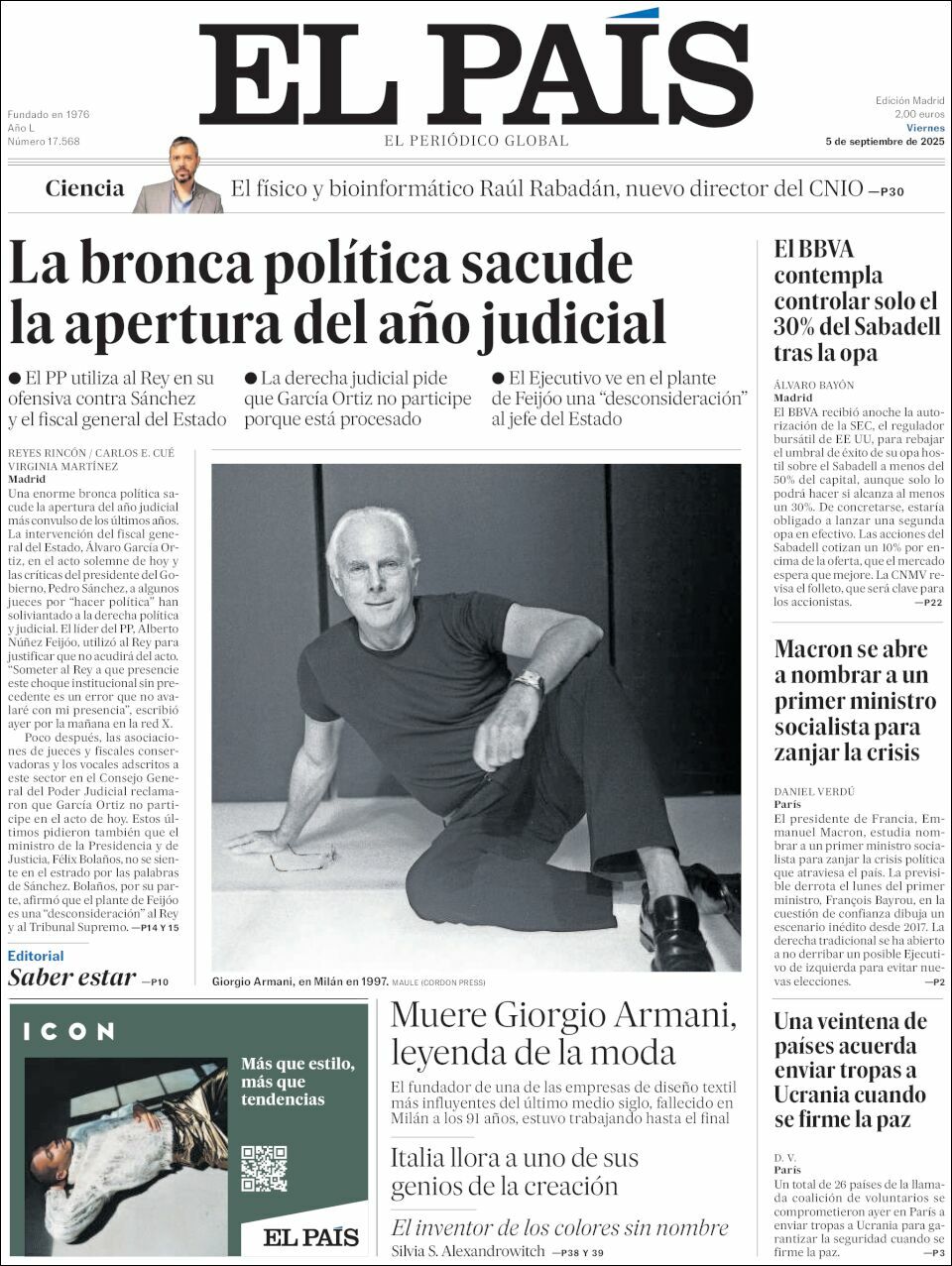 El País, edición del viernes 05 de septiembre de 2025