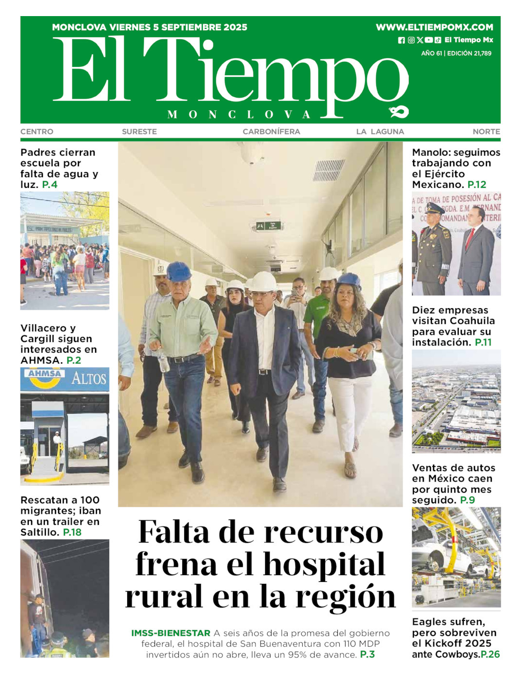 El Tiempo Monclova, edición del viernes 05 de septiembre de 2025