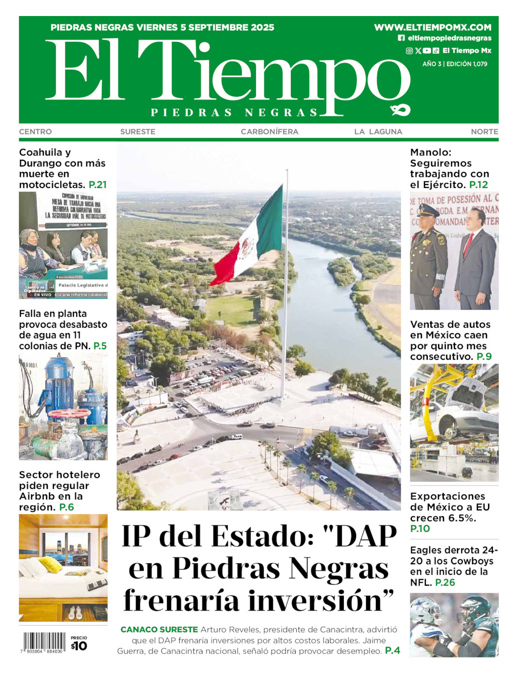 El Tiempo Piedras Negras, edición del viernes 05 de septiembre de 2025