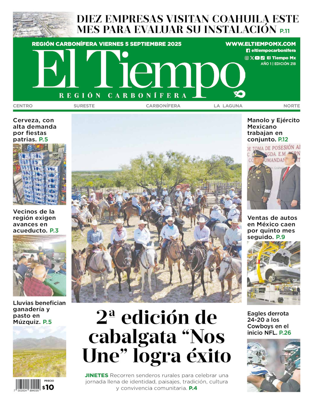 El Tiempo Región Carbonífera, edición del viernes 05 de septiembre de 2025