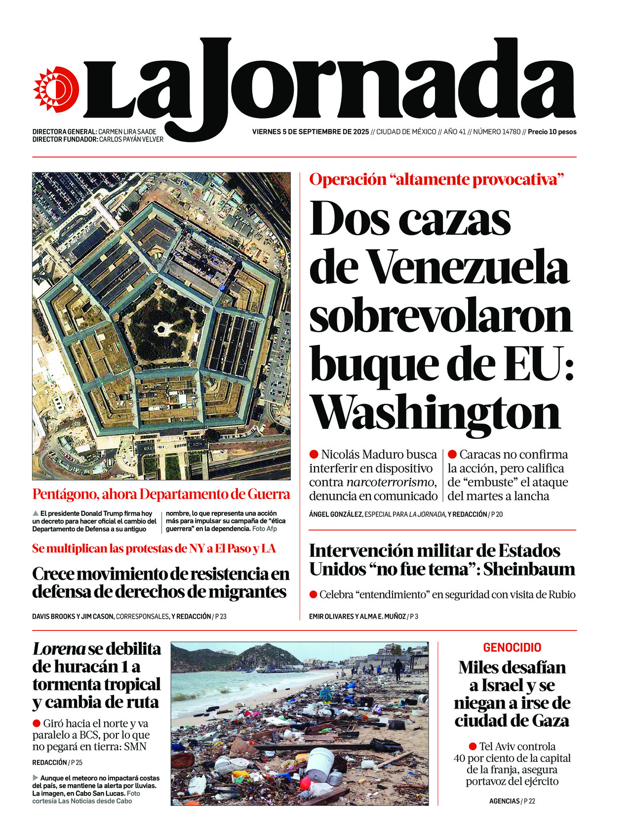 La Jornada, edición del viernes 05 de septiembre de 2025