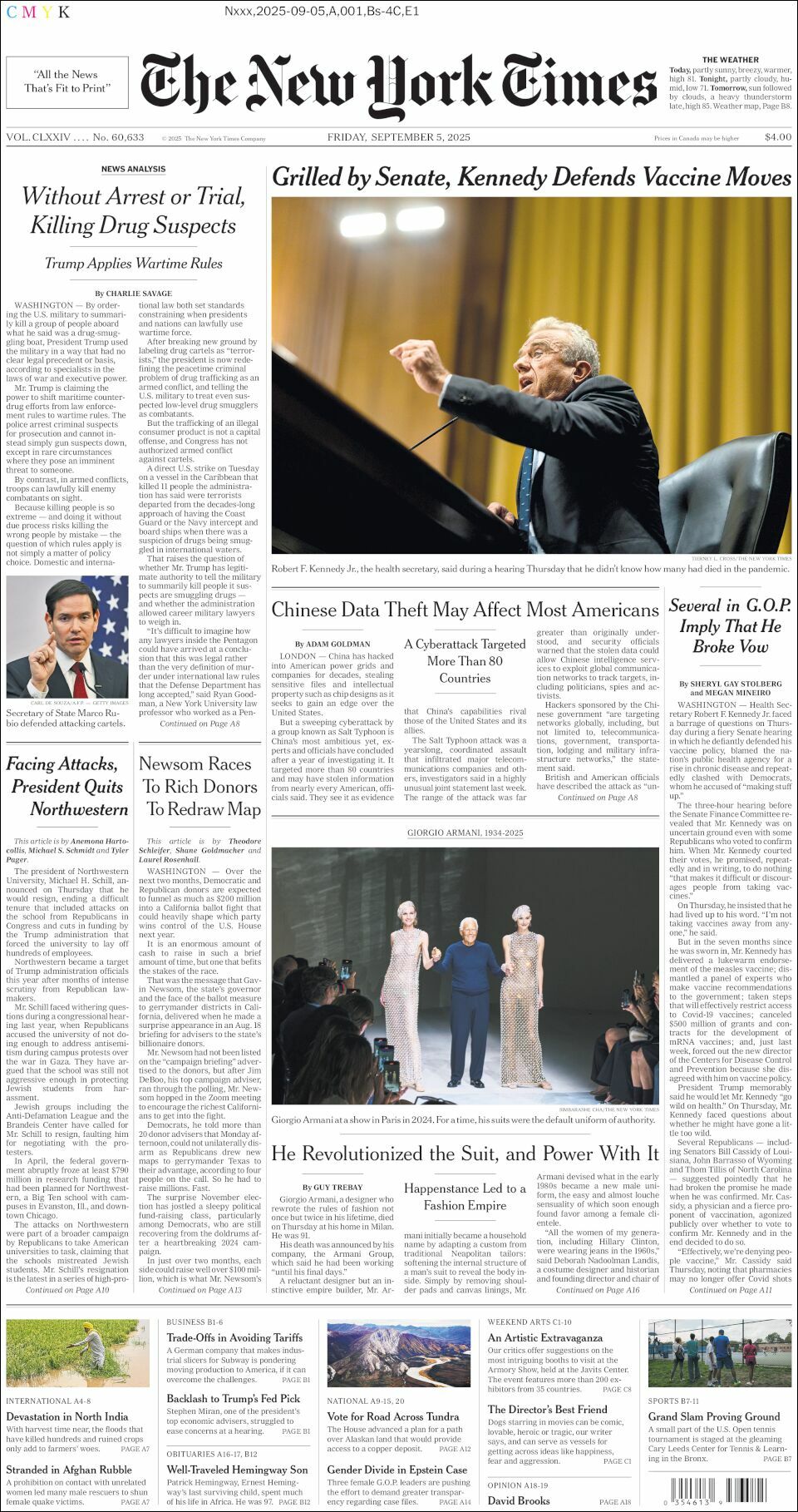 The New York Times, edición del viernes 05 de septiembre de 2025