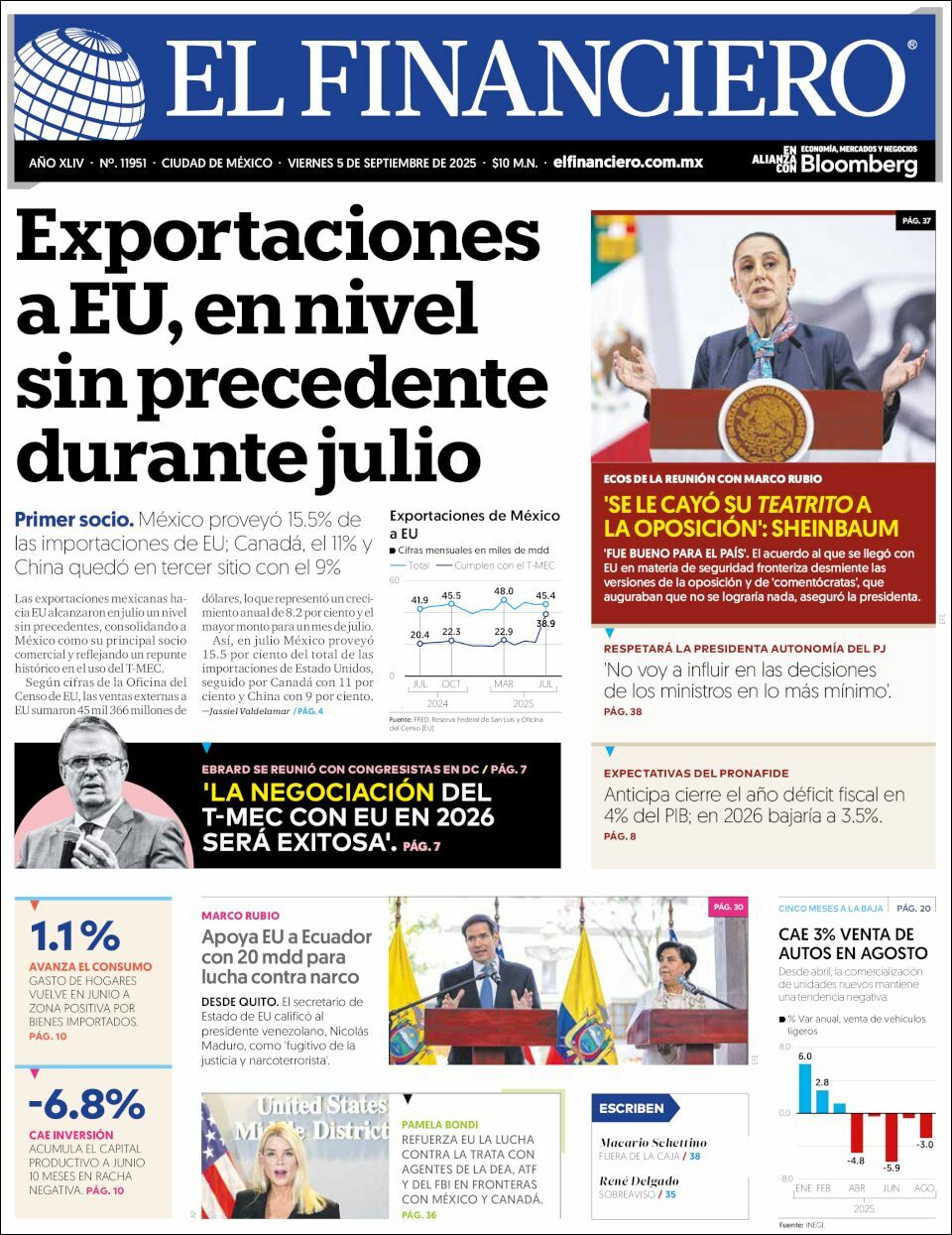 El Financiero, edición del sábado 06 de septiembre de 2025