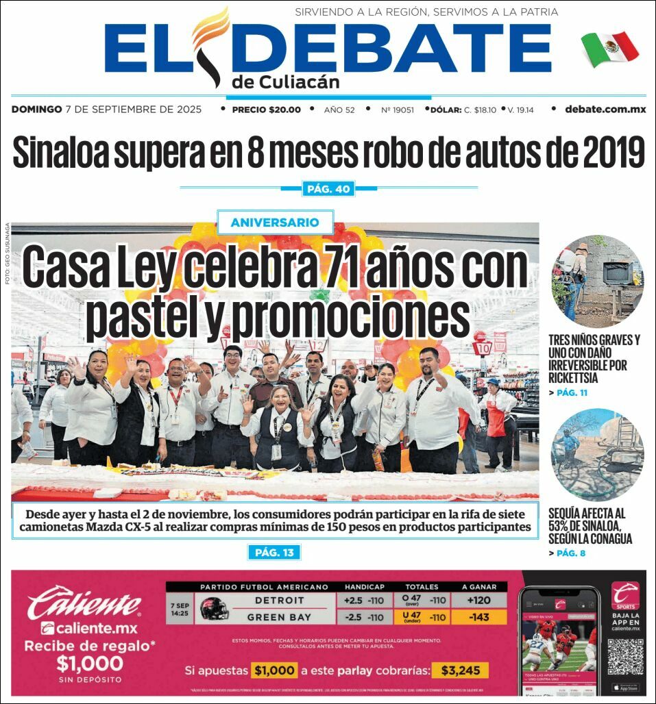 El Debate Culiacán, edición del domingo 07 de septiembre de 2025