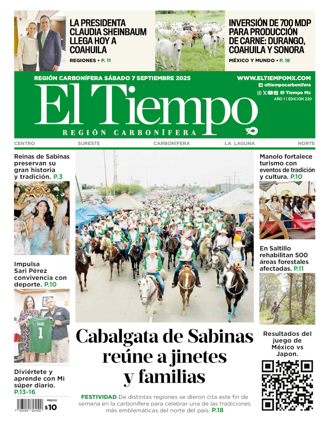 El Tiempo Región Carbonífera, edición del domingo 07 de septiembre de 2025