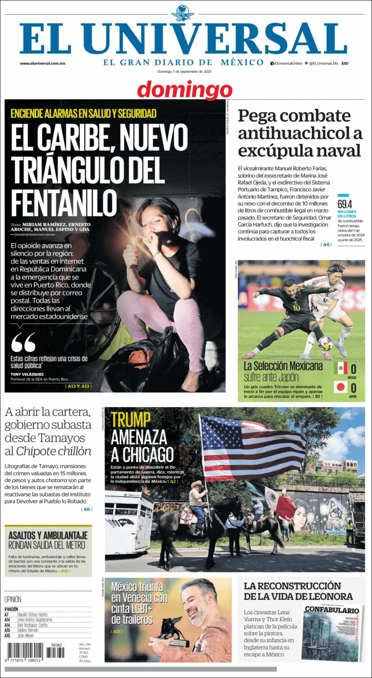 El Universal, edición del domingo 07 de septiembre de 2025