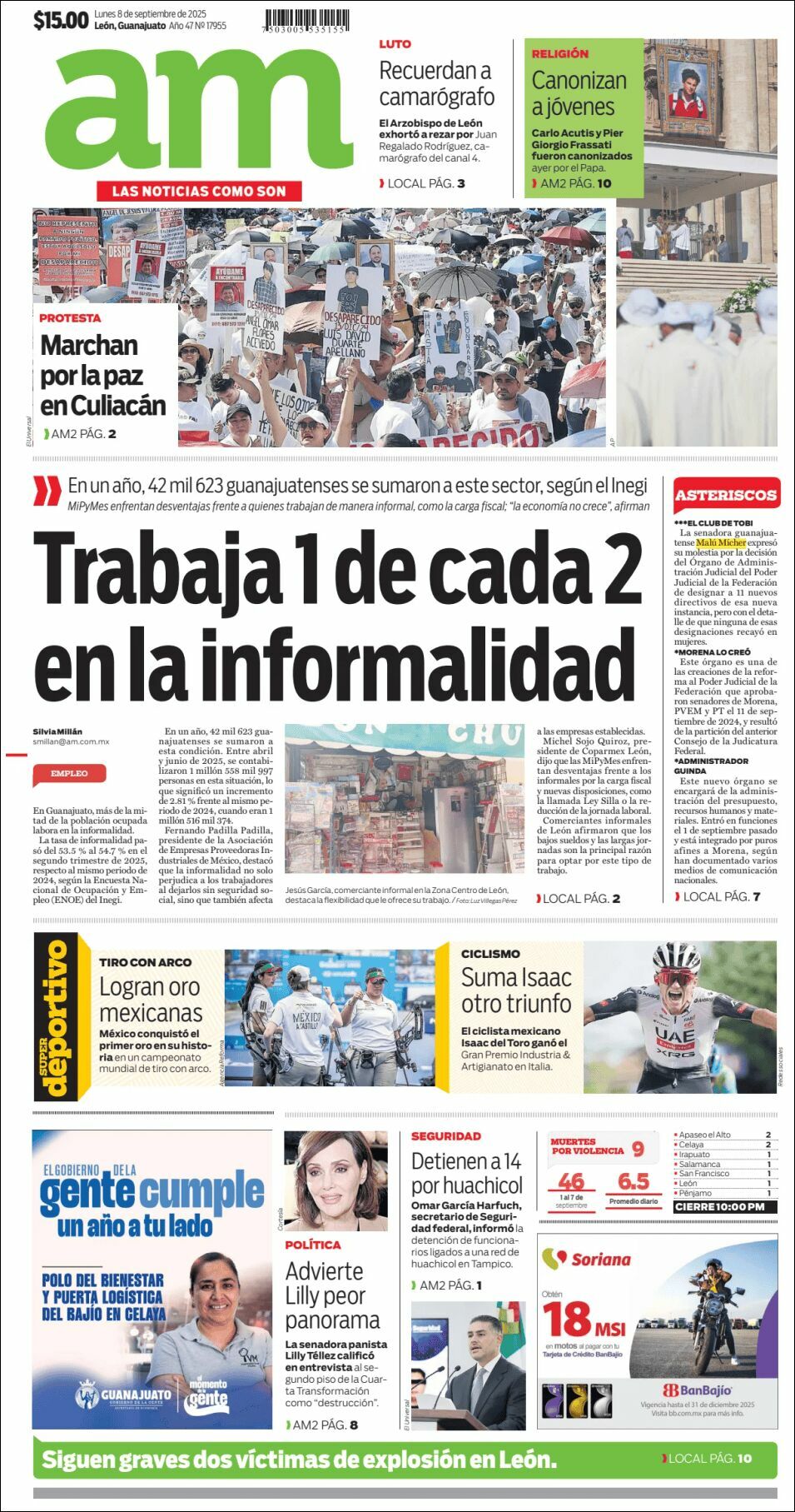 AM de León, edición del lunes 08 de septiembre de 2025