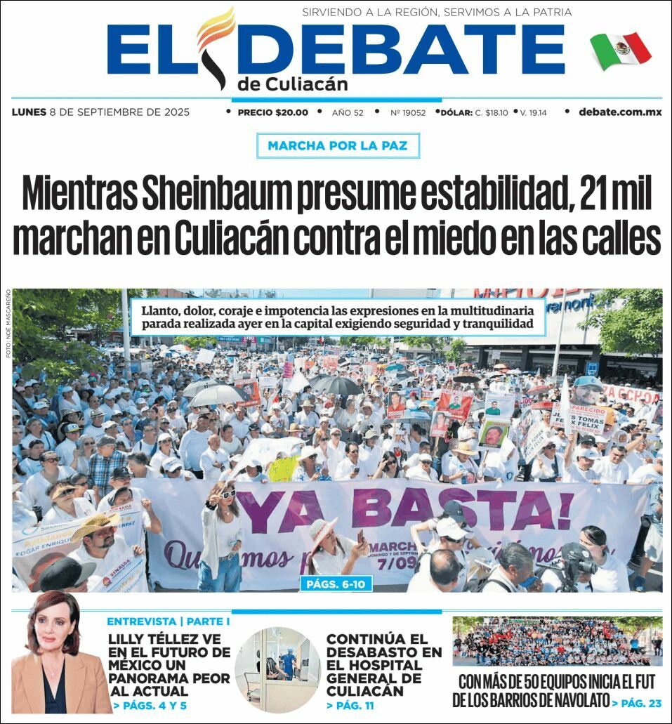 El Debate Culiacán, edición del lunes 08 de septiembre de 2025