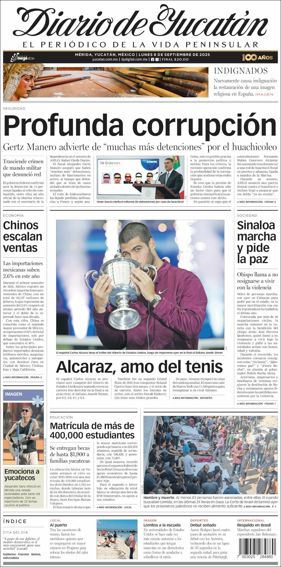 El Diario de Yucatán, edición del lunes 08 de septiembre de 2025