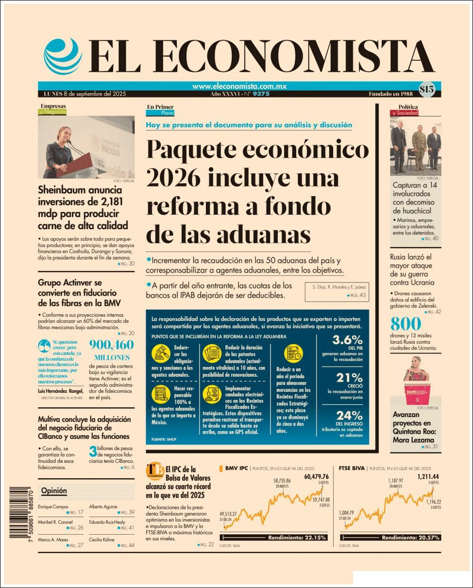 El Economista, edición del lunes 08 de septiembre de 2025