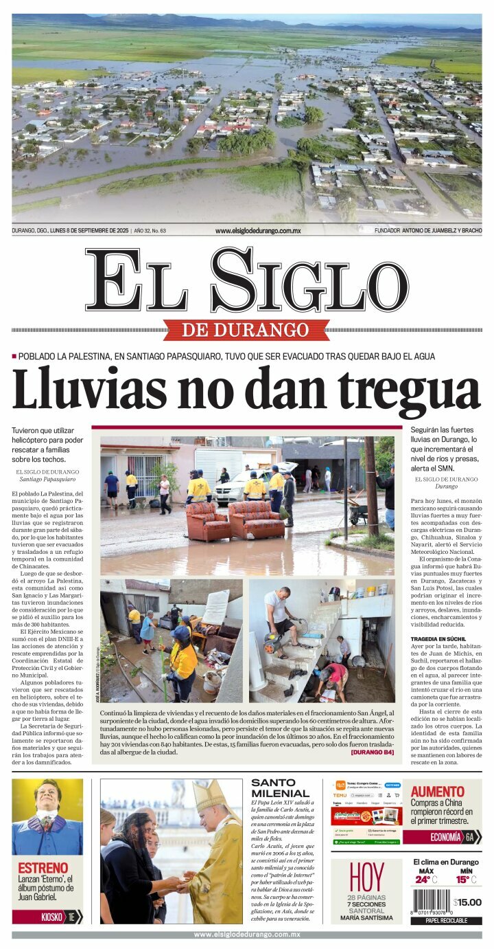 El Siglo de Durango, edición del lunes 08 de septiembre de 2025