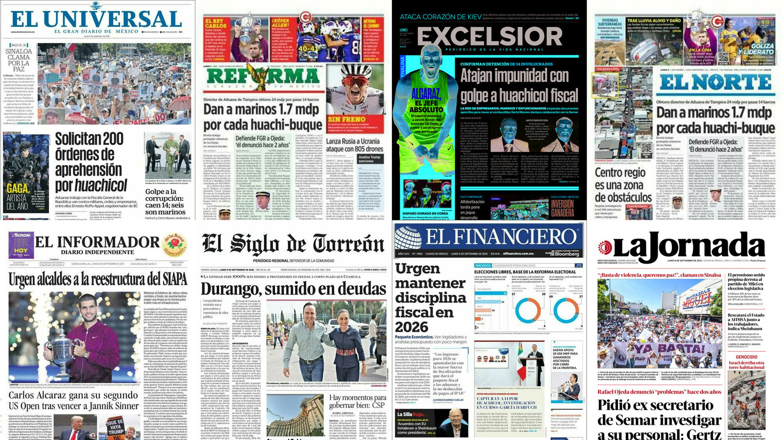 Portadas de periódicos impresos más importantes de México hoy