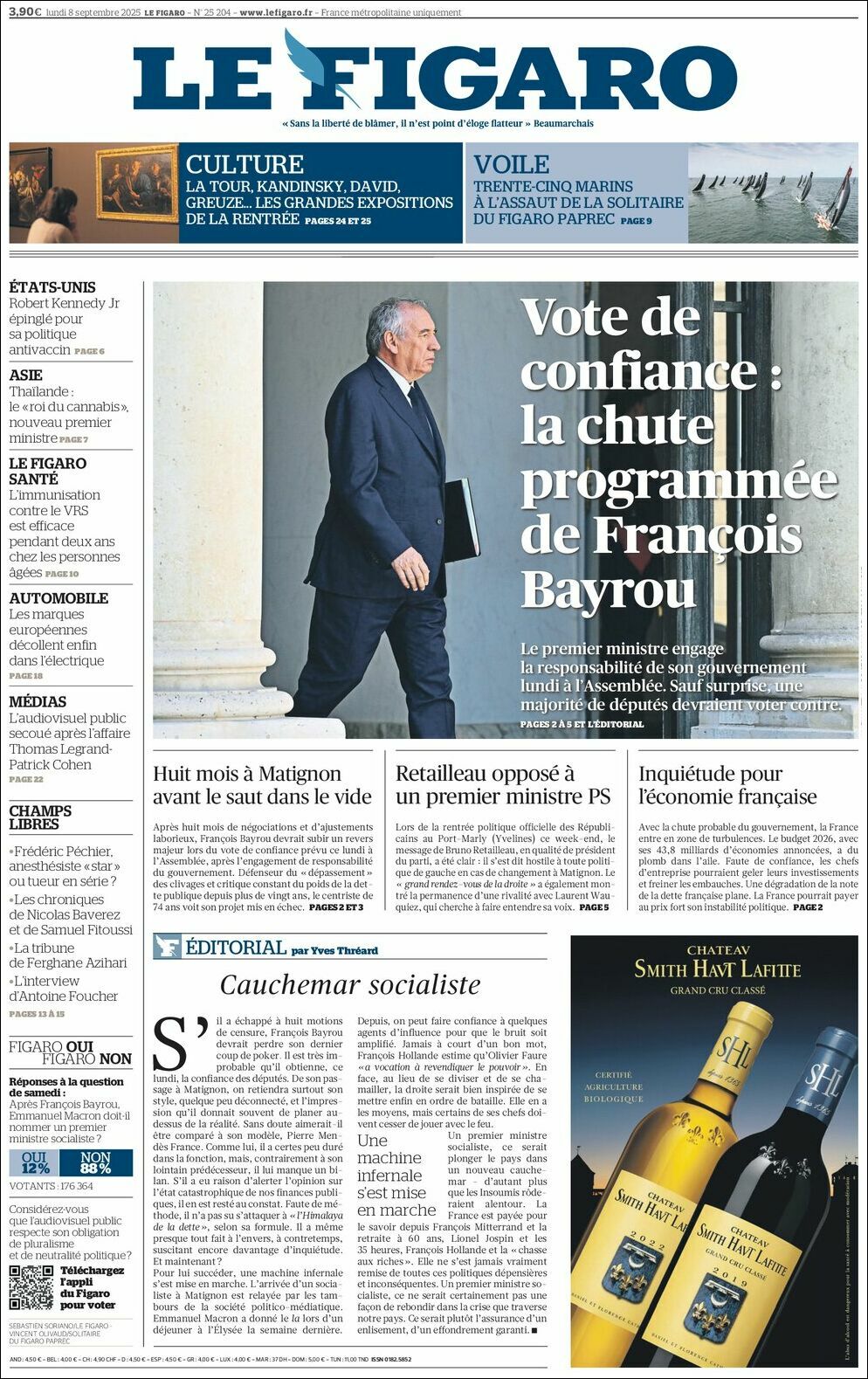 Le Figaro, edición del lunes 08 de septiembre de 2025