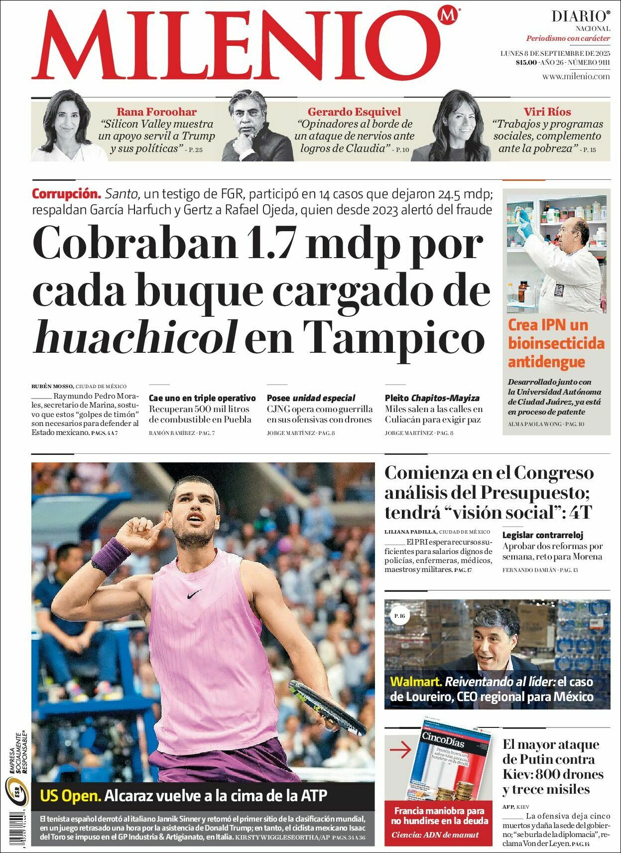 Milenio, edición del lunes 08 de septiembre de 2025