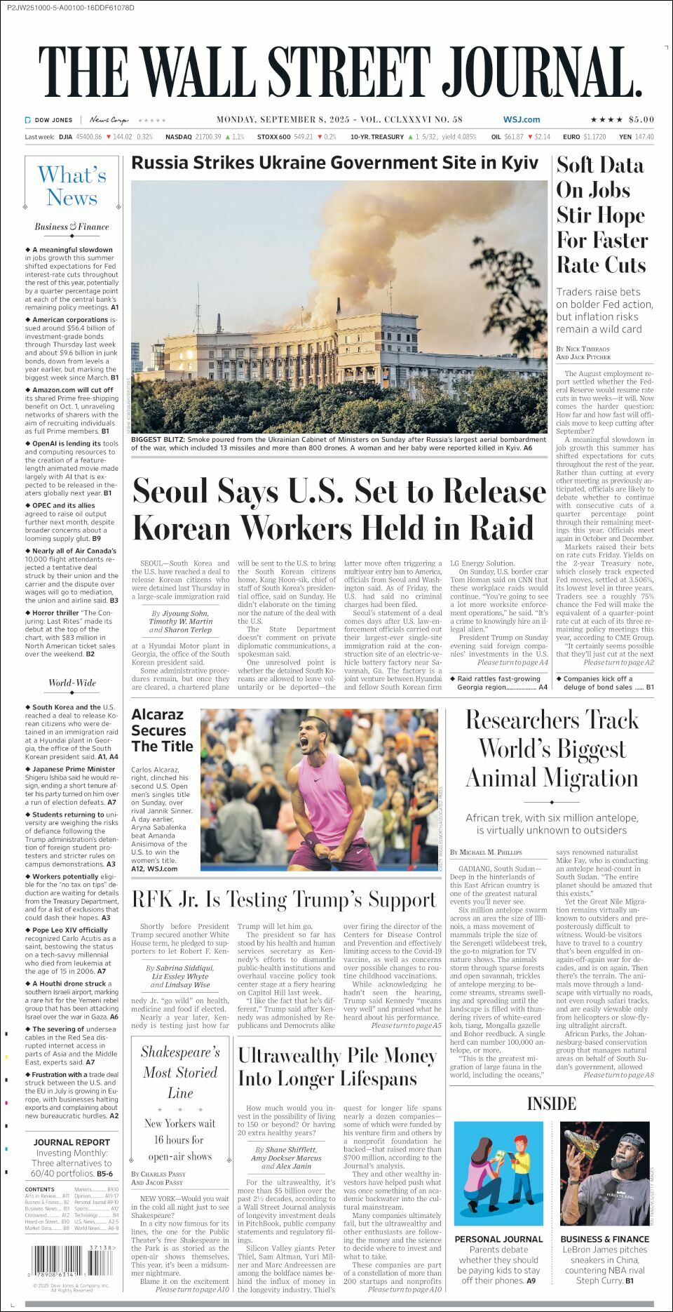 The Wall Street Journal, edición del lunes 08 de septiembre de 2025