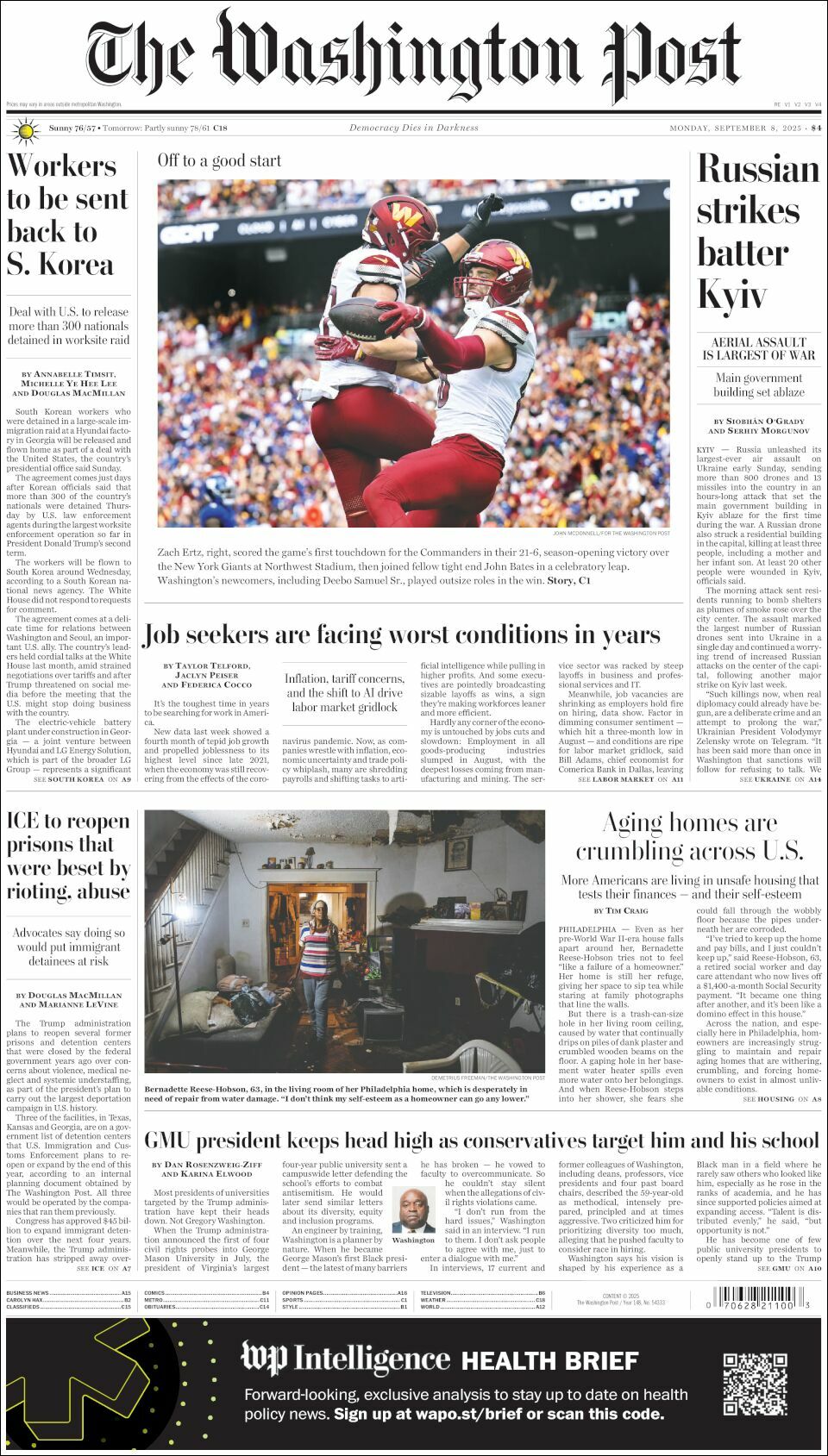 The Washington Post, edición del lunes 08 de septiembre de 2025