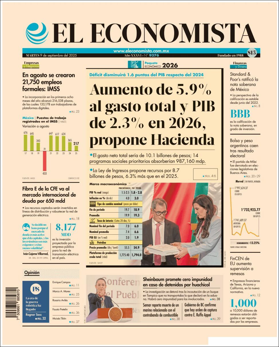 El Economista, edición del martes 09 de septiembre de 2025