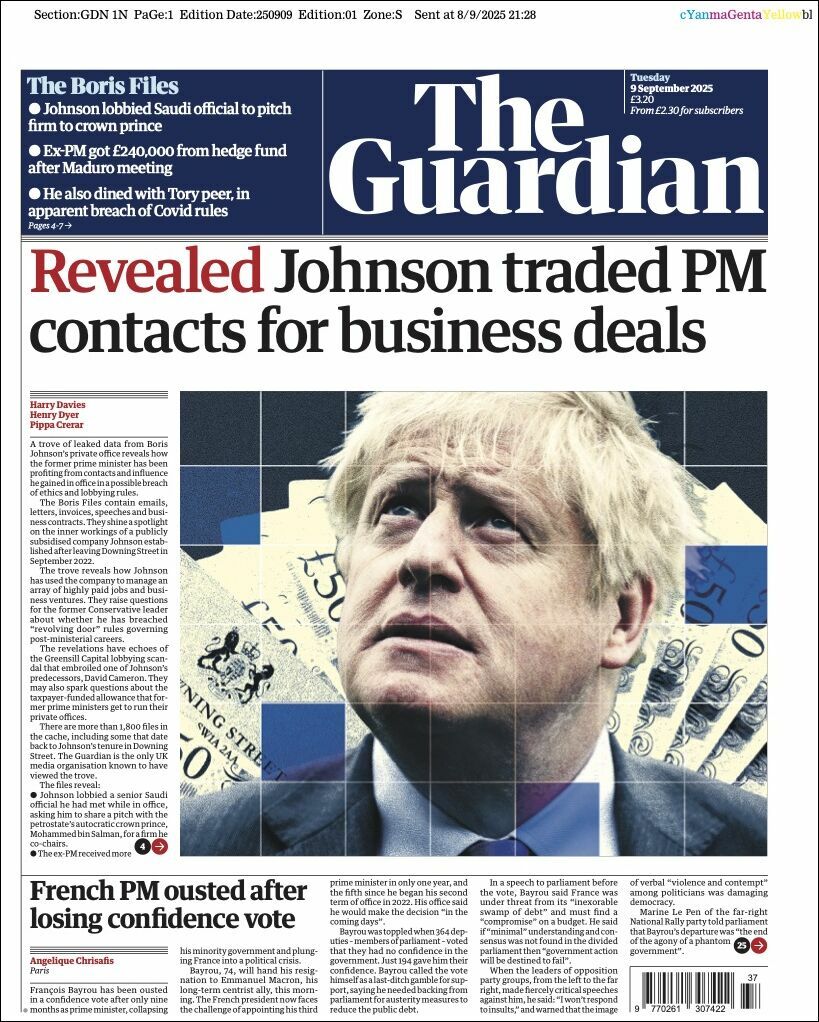 The Guardian, edición del martes 09 de septiembre de 2025 The Guardian, edición del martes 09 de septiembre de 2025