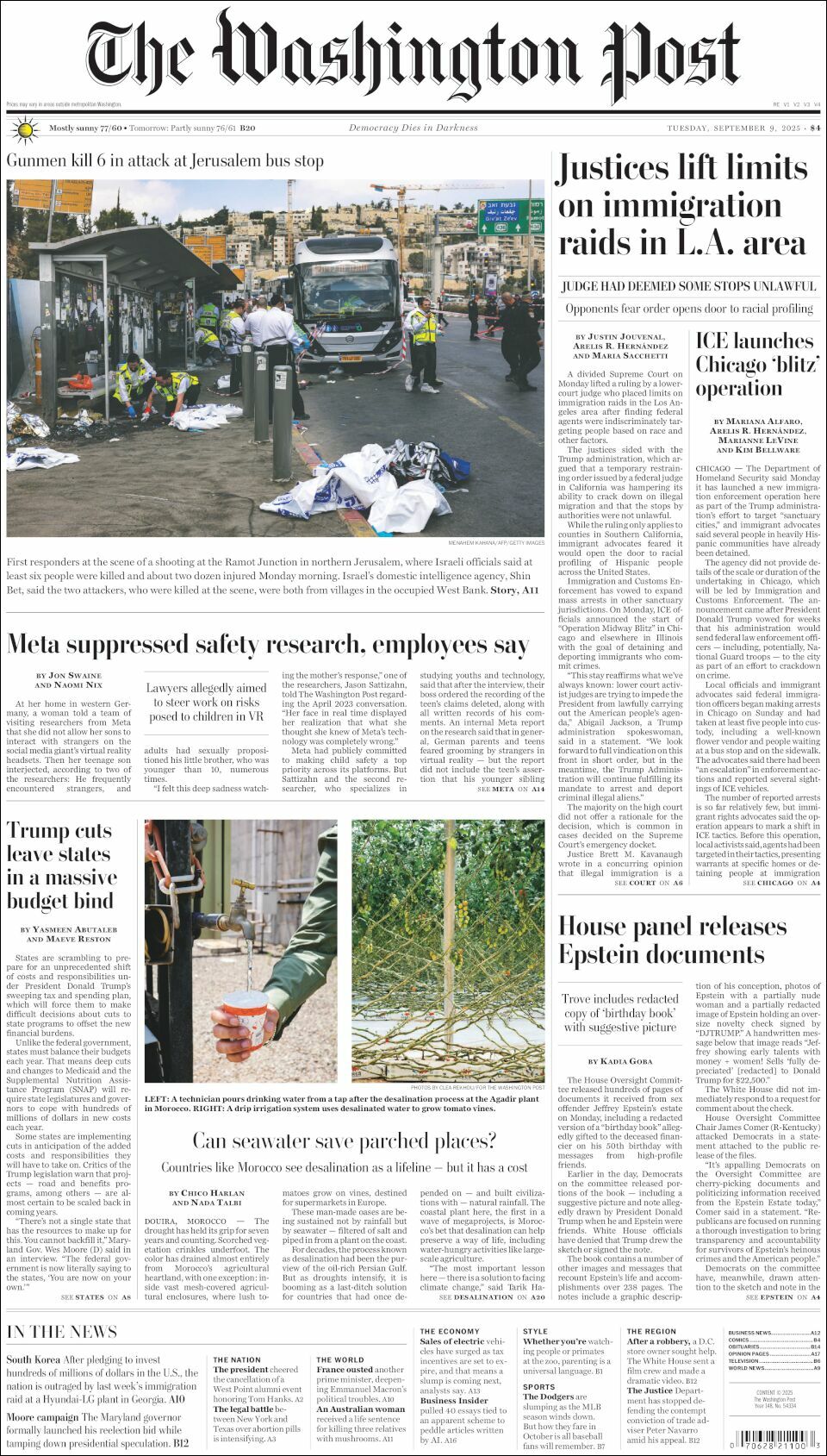 The Washington Post, edición del martes 09 de septiembre de 2025 The Washington Post, edición del martes 09 de septiembre de 2025