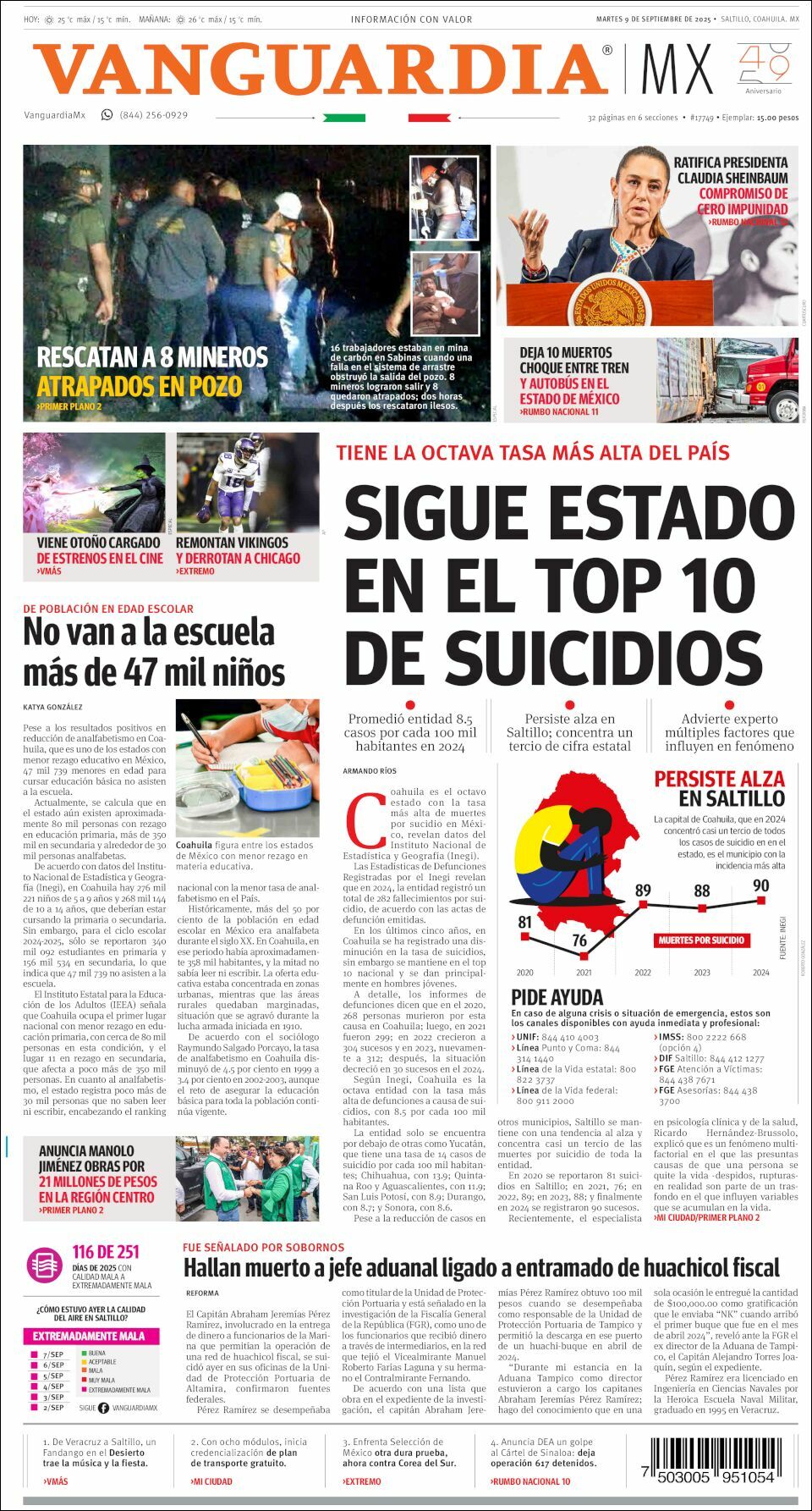 Vanguardia, edición del martes 09 de septiembre de 2025 Vanguardia, edición del martes 09 de septiembre de 2025