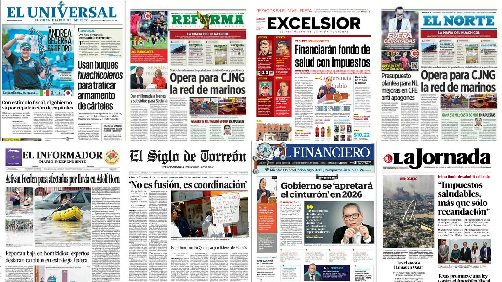 Portadas de periódicos impresos más importantes de México hoy