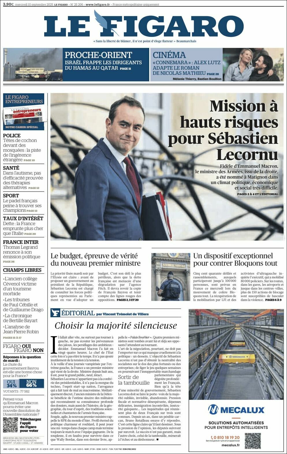 Le Figaro, edición del miércoles 10 de septiembre de 2025