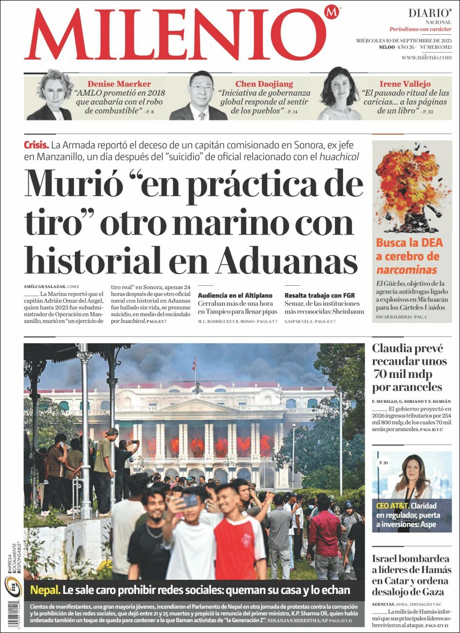 Milenio, edición del miércoles 10 de septiembre de 2025