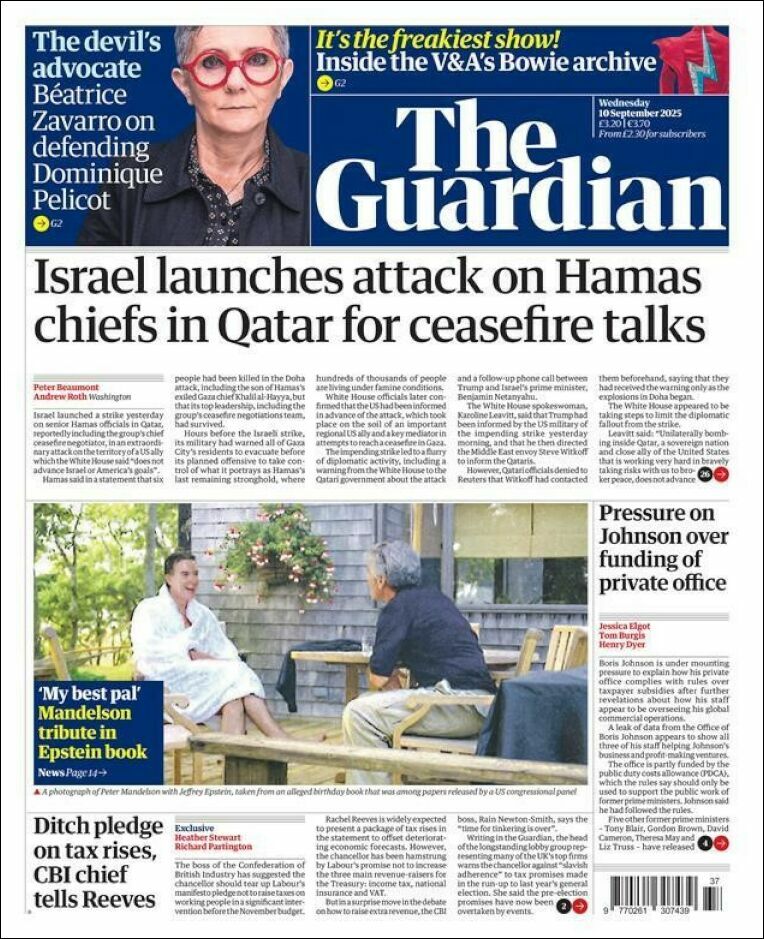 The Guardian, edición del miércoles 10 de septiembre de 2025