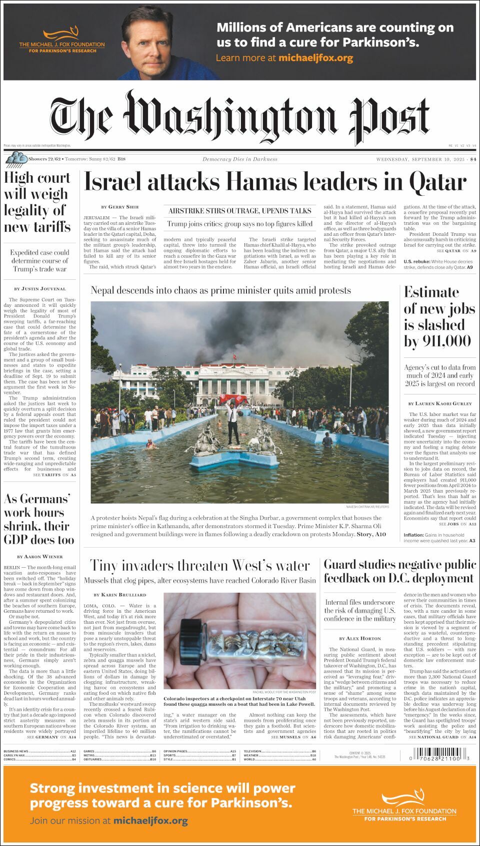 The Washington Post, edición del miércoles 10 de septiembre de 2025