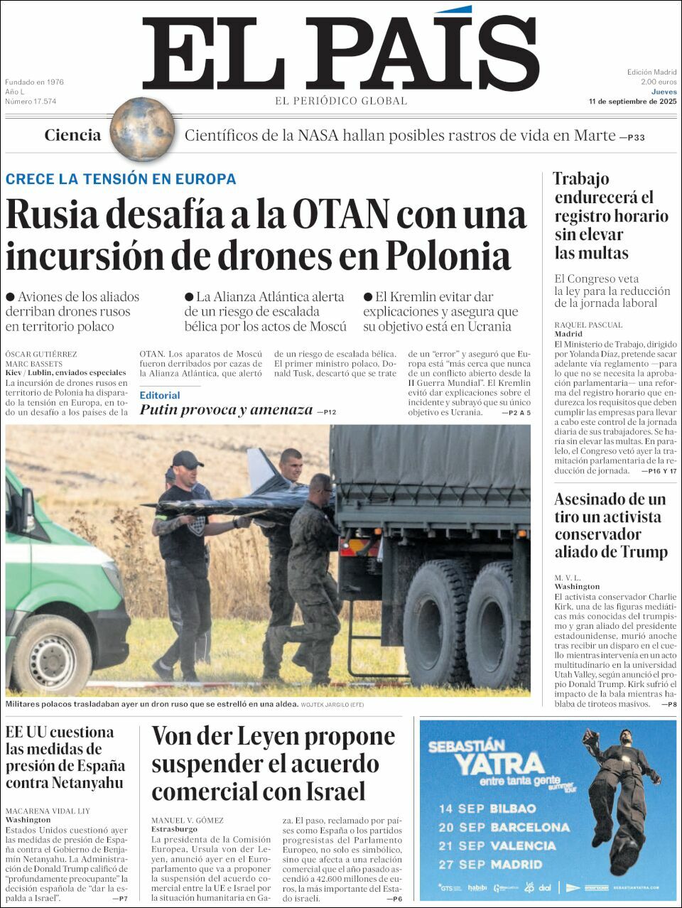 El País, edición del jueves 11 de septiembre de 2025