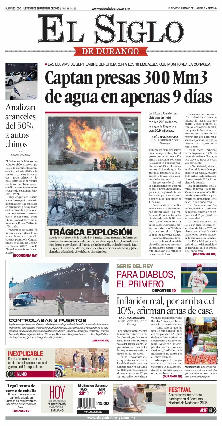 El Siglo de Durango, edición del jueves 11 de septiembre de 2025