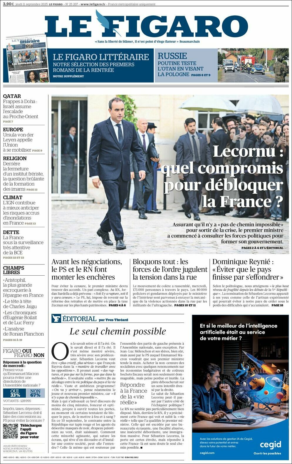 Le Figaro, edición del jueves 11 de septiembre de 2025