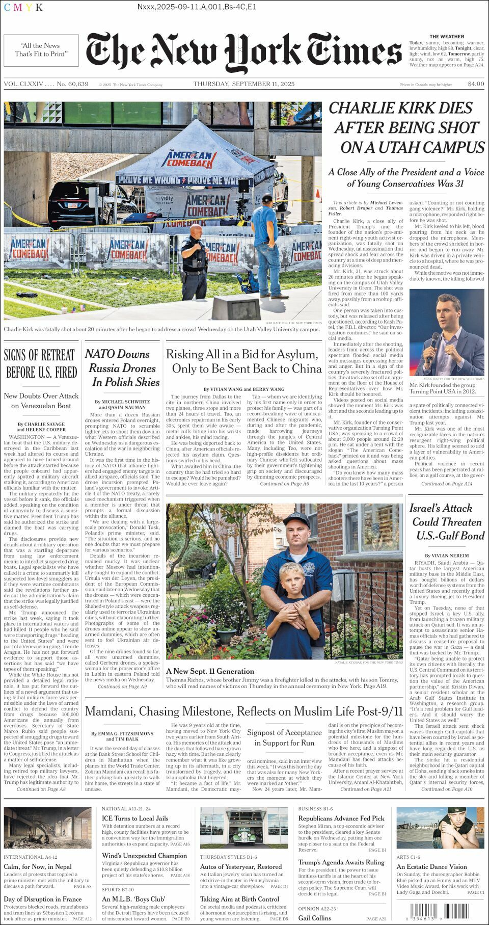 The New York Times, edición del jueves 11 de septiembre de 2025