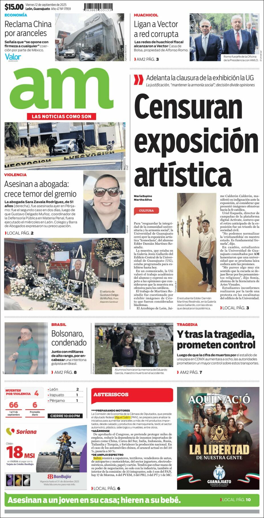 AM de León, edición del viernes 12 de septiembre de 2025