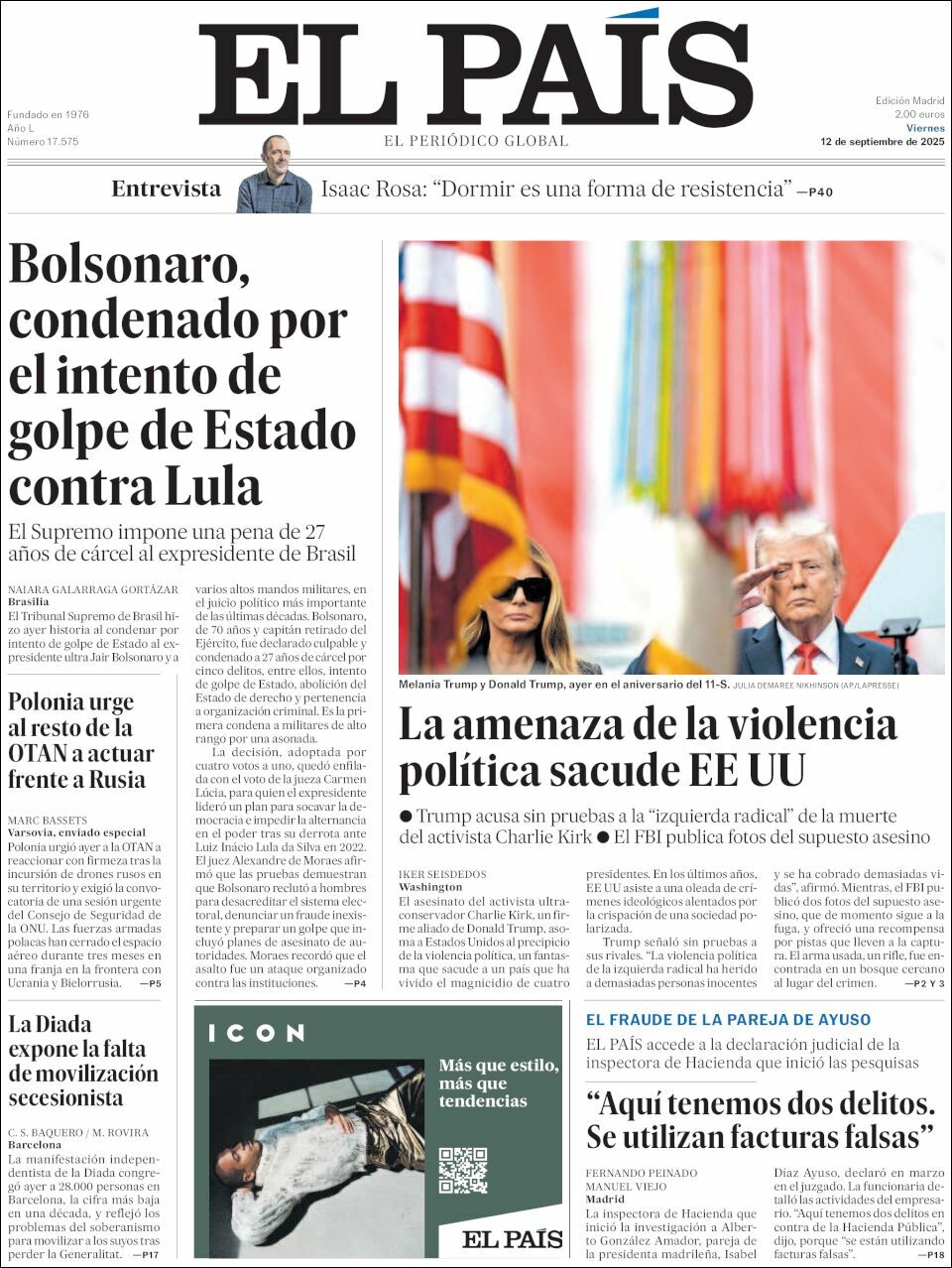 El País, edición del viernes 12 de septiembre de 2025